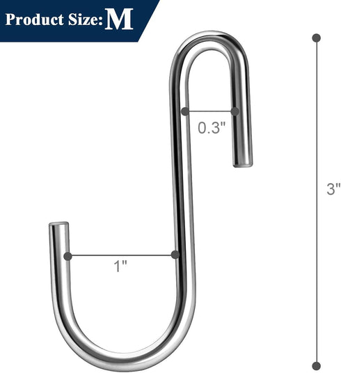 24 Pack 3 inch Heavy Duty S Hooks Pan Pot Holder Rack Hooks Hanging Hangers S Shaped Hooks for Kitchenware Pots Utensils Clothes Bags Towels Plant...