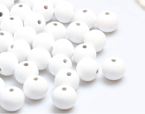 White Wood Beads 25mm, Smooth Painted Loose Beads Spacer Beading Supplies for Farmhouse Beads Craft, 50Pcs(4.5mm hole)...