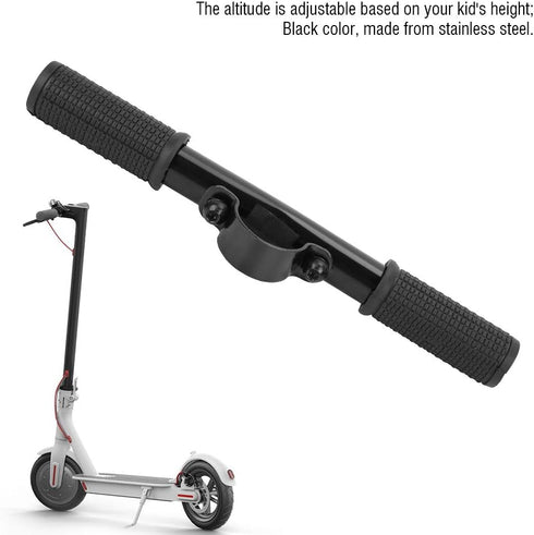 Scooter Bars, Electric Scooter Child Handlebar, Kids Scooter Handle Grips, Black Stainless Steel Adjustable Protect Safety Electric Scooter Handle...