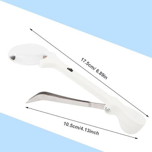 Rongon 5X Handheld Magnifying Glass Portable Magnifying Tweezers Lighted Magnifier with 2 LED Lights and Precision Tweezers Loupe for Inspection H...