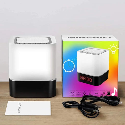 Bluetooth Speaker, Alarm Clock Bluetooth Speaker Multi-Color Changing Bedside Lamp, MP3 Player, Wireless Speaker with Lights, TF Micro SD Card Slo...