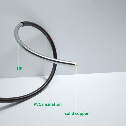 18 Gauge PVC 1007 Solid Electric Wire Black 50 ft 18 AWG 1007 Hook Up Wire 300V Solid Tinned Copper Wire...