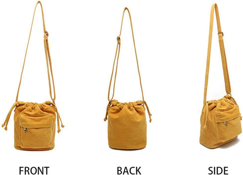 Crossbody Bags for Women Small Canvas Drawstring Bucket Purse Cute Little Boho Bag...