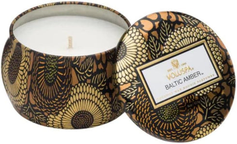 Voluspa Baltic Amber Candle | Mini Tin | 4 Oz. | 25 Hour Burn Time | Coconut Wax for a Cleaner Burn...