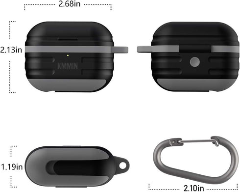 KMMIN Waterproof Case for AirPods Pro 1st & 2nd Generation, Premium Silicone Protective Case for AirPods Pro, Wireless Charging, Shockproof, Carab...
