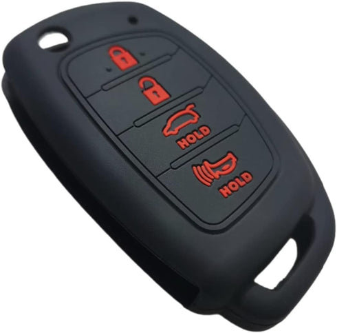 Silicone Rubber Key Fob Cover Compatible with 2019-2013 Hyundai Santa Fe Sport Sonata Tucson Santa Fe OSLOKA-875T (Suitable for Buttons with Eject...