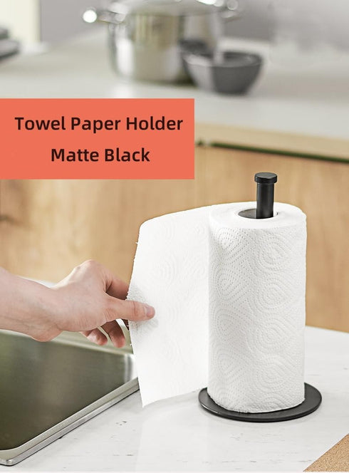 Paper Towel Holder, NSCMQSL Black Kitchen Towel Holder, Steady Countertop Paper Towel Holder with Weighted Base for Kitchen Roll Holder (Black)...