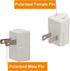 Polarized 2-Prong L Type Adapter, Vertical Right Angled Down Angle AC Adapter, NEMA 1-15P USA Outlet Saver Extension Adapter High Heat Resistant 2...