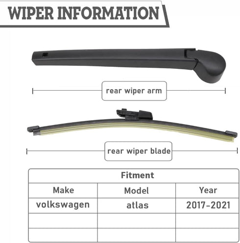 Replacement for VW Volkswagen Atlas 2017-2021 Rear Wiper Arm Blade Nut Set,Rear Wiper Cover Accessories Assembly, Wiper Cap Set for Back Windshiel...