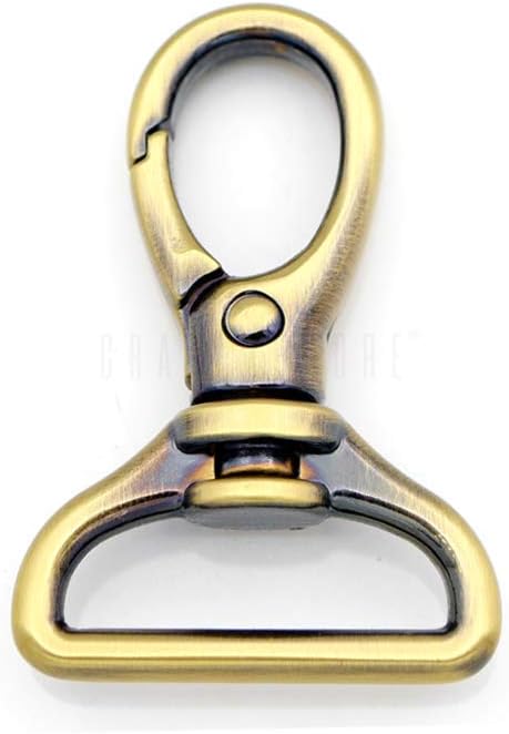 CRAFTMEMORE 2pcs Oval Snap Hooks Heavy Duty Metal Push Gate Swivel Lobster Clasp Keychain Clip Purse Making Accessories SC09 (1 Inch, Brushed Bras...