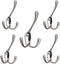 Coat Hooks with Three Flared Prongs,3.5 Inch Heavy Duty Coat Hat Hook 5 Pack Satin Nickel...