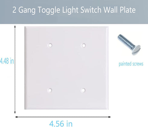 2-Gang Blank Wall Plate Outlet Cover Plate Unbreakable Polycarbonate Thermoplastic Double Blank Faceplate Electrical Receptacle Cover, White, 10 P...