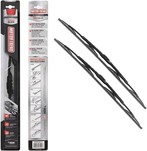 Motor Trend Ultrafirm Replacement Windshield Wiper Blades - Advanced Crystal-Clear Streak-Free Premium Blade Design - All Season, All Weather (24 ...