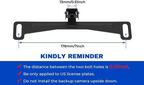 Backup Camera License Plate Bracket, Alpha Rider Universal Car Dash Cam Mirror Camera Kit, Rear Reverse License Plate Camera Mount Kit, Rear View ...