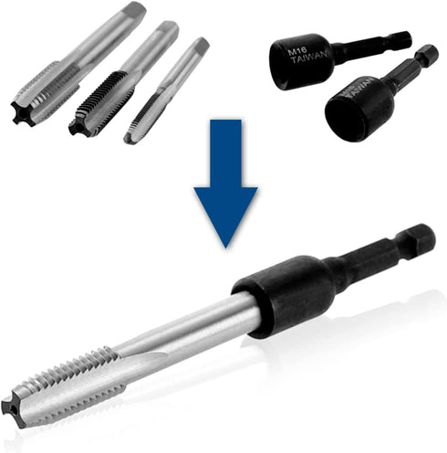 8 Pcs Tap Socket Wrench, 1/4 Hex Shank High Hardness Alloy Steel Socket Taps Air Screwdriver Accessories (M4/M5/M6/M8/M10/M12/M14/M16)...