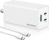 NewWay 65W 3 Port PD QC 3.0 USB-C Fast Charger (GaN Semic) Delivery Foldable, USB-C Wall Charger for USB C Laptops Smartphone Pad MacBook Compatib...