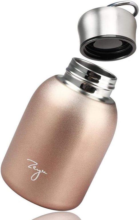 Gets Mini 9 oz Stainless Steel Water Bottle, 280ML Vacuum Insulated Water Bottle Leak Proof Sport Tumbler Cup Hot and Cold Water Bottle (Rose gold...