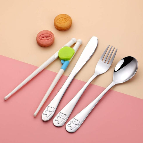 Kids Silverware, Stainless Steel Children Flatware Set, Toddler Utensils Set of 2, Silver...