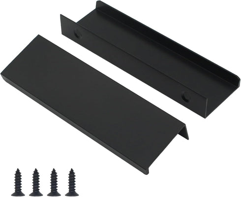 10 Pack Black Finger Pulls for Cabinets 76mm/3inch Hole Centers, Modern Edge Pulls Kitchen Cabinet Handles Drawer Tabs Pull Hardware Aluminum...