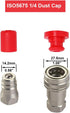 2sets ISO5765-1/4" Hydraulic Coupler Dust Cap,2 Dust Caps + 2 Plugs | Fits Sub-Compact Tractor Male + Female Hydraulic Quick connectors, Red Cap w...