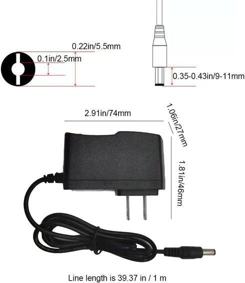 4.2V 2A Power Supply Adapter AC to DC 5.5mmx2.5mm 3.5mmx1.35mm Wall Charger Replacement 4ft Power Cord Input 100-240V 50-60Hz Output 9 Volt 1.5 Am...