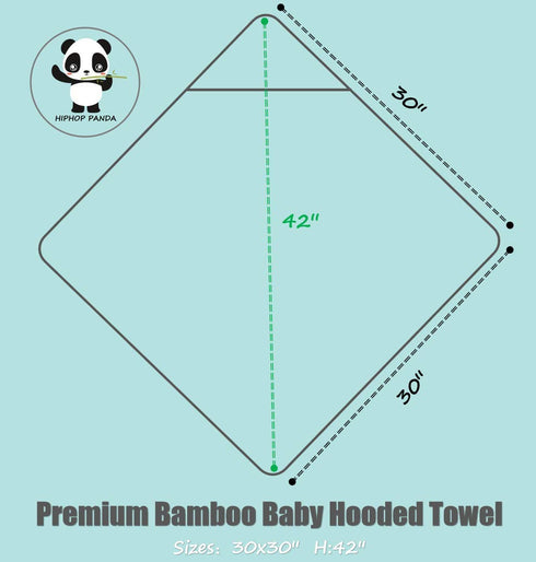HIPHOP PANDA Hooded Towel - Rayon Made from Bamboo, Bath Towel with Bear Ears for Newborn, Babie, Toddler, Infant - Absorbent Large Baby Towel - P...