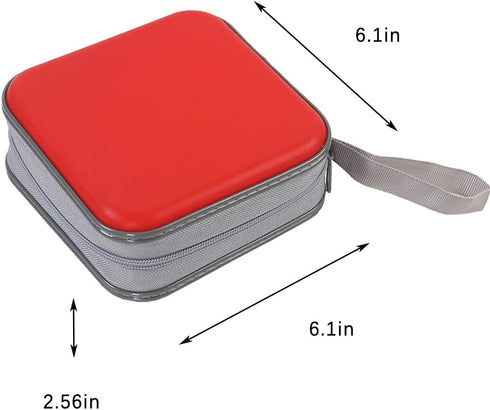 48 Capacity CD Case, Portable Hard Plastic DVD Storage Case, CD Carrying Case, Car Home Travel CD/DVD Organizer (Red 48)...
