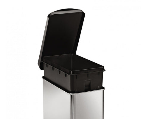 simplehuman 10 Liter / 2.6 Gallon Bathroom Slim Profile Trash Can, Brushed Stainless Steel with Plastic Lid...