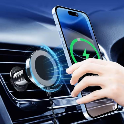 SASHWA Wireless Car Vent Mount, 15W Magnetic Charger for iPhone 15/14/13/12 and Android, Superstrong Grip, 360° Rotation, Fast Charging Cable Incl...