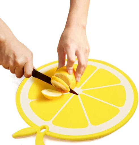 GUDEKIKL 1Pcs Fruit Shaped Plastic Cutting Board, Cartoon Lemon Pattern PP Cutting Boards, 10.75x12.2in Vegetables Chopping Board For Kitchen Hous...