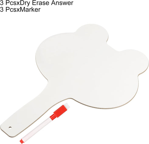 PATIKIL Dry Erase Answer Paddle, 3 Pcs 12" x 8" Double Sided Handheld Whiteboard Wooden Auction Paddles for Writing Practice at Home Office Study,...