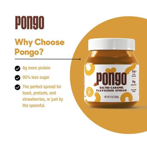 Pongo Salted Caramel Spread - Low Sugar, Low Carb Sauce, Keto-Friendly Dessert Topping (13 Oz Jar)...