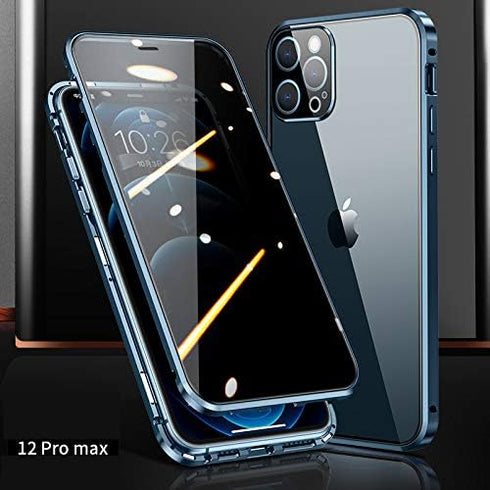HENGHUI Lockable Anti Peeping Case for iPhone 12 Pro Max Magnetic Bumper Case with Camera Lens Protector Privacy Screen Anti-Peep Glass Protector,...