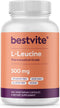 BESTVITE L-Leucine 500mg per Capsule (240 Vegetarian Capsules) - No Stearates - No Fillers - No Flow Agents - Vegan - Non GMO - Gluten Free...