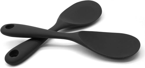 Vonty 2pcs Silicone Non Stick Heat Resistant Rice Paddle Spoon 8.8 Inch, Black...