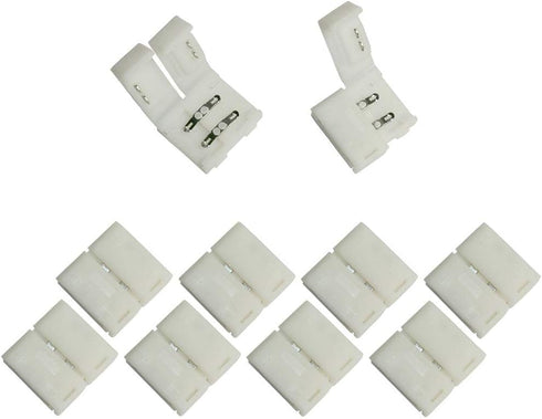 10 Pcs Strip to Strip Unwired Gapless Solderless Snap Down 2 Pin Single Color LED Light Strip Connector for 10mm Wide 5050 2835 5630 Single Color ...