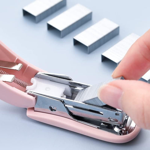 Pink Color Mini Stapler with Staples,Small Cute Stapler for Desk,Gift for Student or Office Use (Pink)...