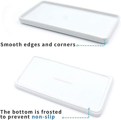 Ceramic Tray, Small Rectangle White Organizer for Candle, Soap, Jewelry, Perfume, Towel Holder, Bathroom, Kitchen Sink, Counter, Restroom...