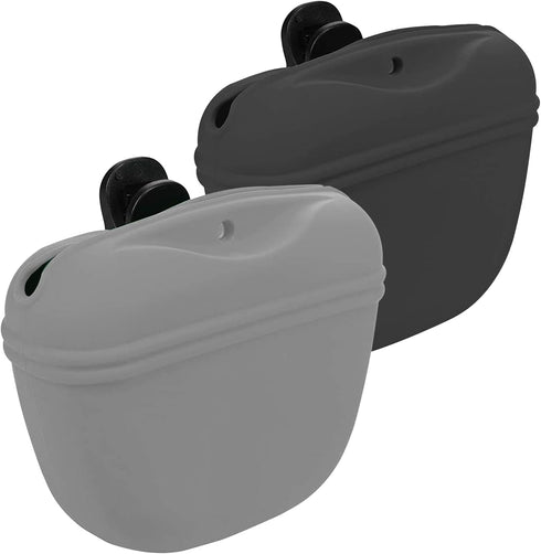 Dog Treat Pouch 2 pack, Dog Treat Training Pouch, Silicone Pet Treat Bag BPA Free/Clip/Magnetic Dog Walk (grey & black)...