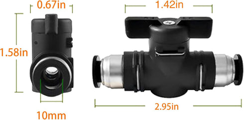 10mm Push Connect Valve Ball Valve 10mm Air Flow Control Valve Quick Connect Valve Tube Fittings Straight Union Pneumatic air compressor valve 3Pa...