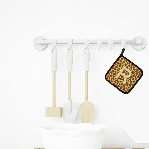 Caroline's Treasures CJ1025-RPTHD Letter R Initial Monogram - Giraffe Pair of Pot Holders Kitchen Heat Resistant Pot Holders Sets Oven Hot Pads fo...