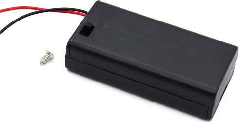 2 AA Battery Holder with Leads Wires ON/Off Switch and Screw Cap Case Back Cover Connection 2 Slots x 1.5V 3 Volt Battery Spring Clip Storage Box ...