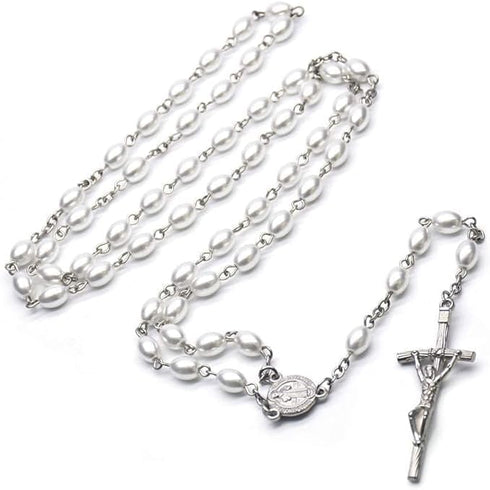 XAM 2Pcs/set Rosary Bead Cross Catholic Necklace Set Catholic Multicolor Rose Necklace Jewelry Religious Jesus Necklaces for Women Men...