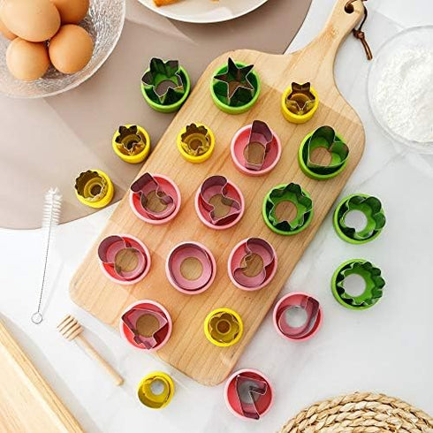 Stainless Steel Fruit Vegetable Cookie Cutters Set for Cute Fun Food, Big and Small Animal Shapes for Boys and Girls (23Pcs-Fruit Cutters)...