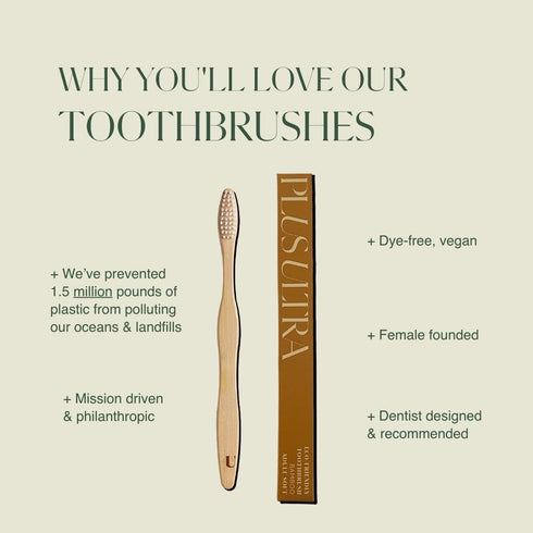 Plus Ultra Bamboo Toothbrush - BPA Free Soft Bristle Toothbrush for Adults - Dentist-Approved All-Natural Toothbrush Logo Etched on Toothbrush Han...