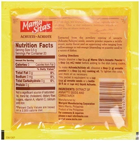 Mama Sita's Achuete Annatto Powder, 1/3oz (10g) 6 Pack...