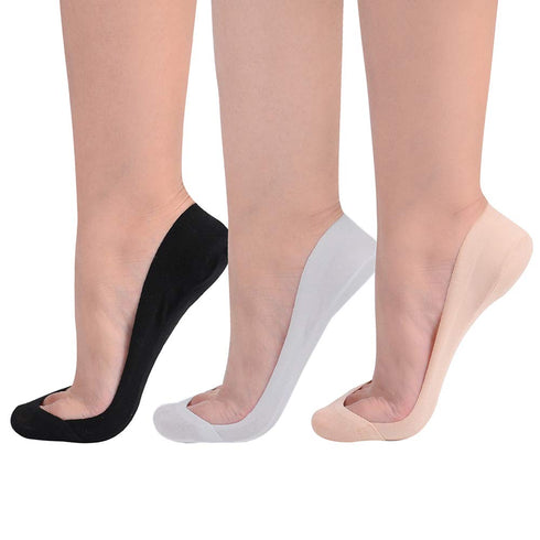 Womens TRULY No Show Socks for Flats Heels Non Slip Cotton Ultra Low Cut Liner Socks(3-Black+Grey+Nude,5-7.5)...