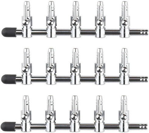 Aquarium Fish Tank Air Flow Control Lever Pump 5 Way Inline Manifold Air Flow Pump Tubing Splitter Lever Control Valve 3-Pack...