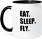 3dRose mug_180404_4 Eat Sleep Fly - fun gifts for pilots flight crew and frequent flyers - Two Tone Black Mug, 11oz...