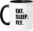 3dRose mug_180404_4 Eat Sleep Fly - fun gifts for pilots flight crew and frequent flyers - Two Tone Black Mug, 11oz...